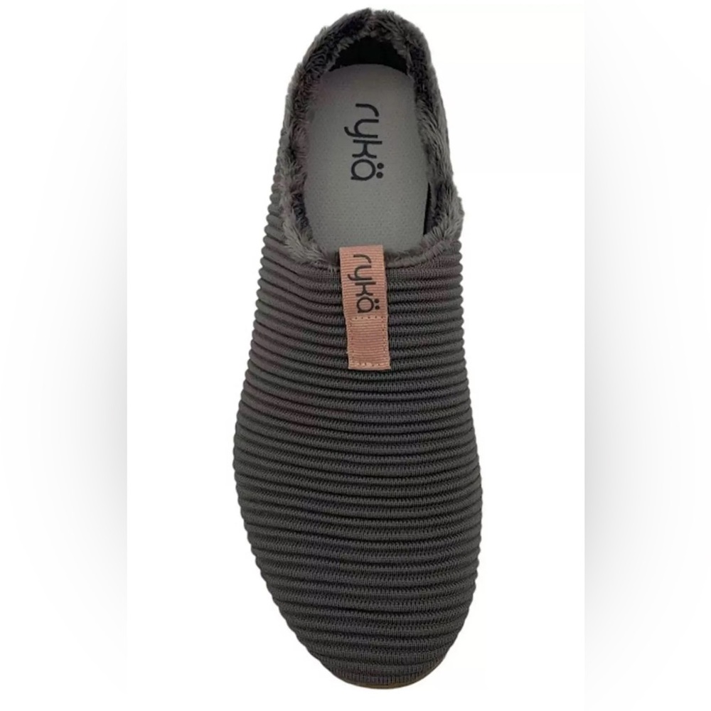 Ryka Ribbed dark forest green Slip-On Knit Indoor/Outdoor Mules Ech